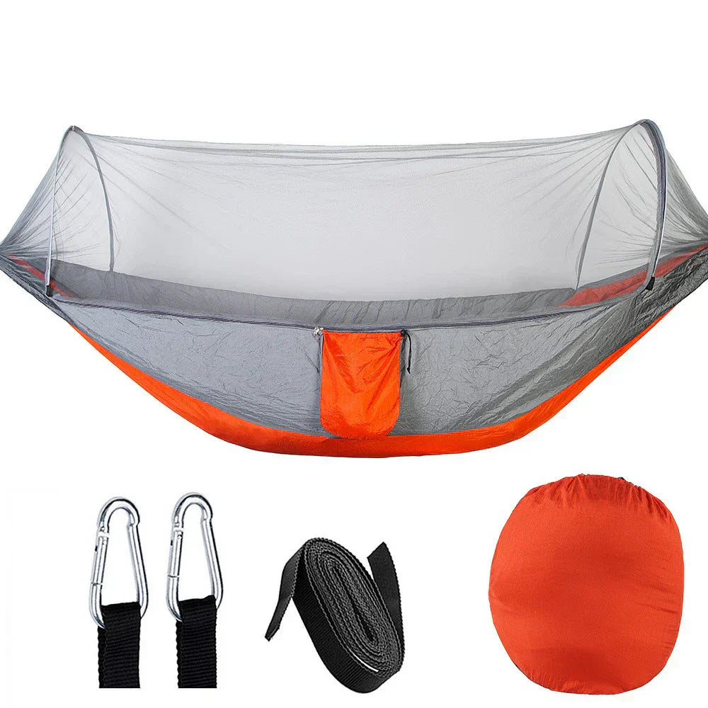 Outdoor Hammock with Mosquito Net and Quick Release – 200 kg Load Capacity