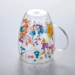 2er Set Doppelt Wandige Glasbecher mit Trockenen Blumen