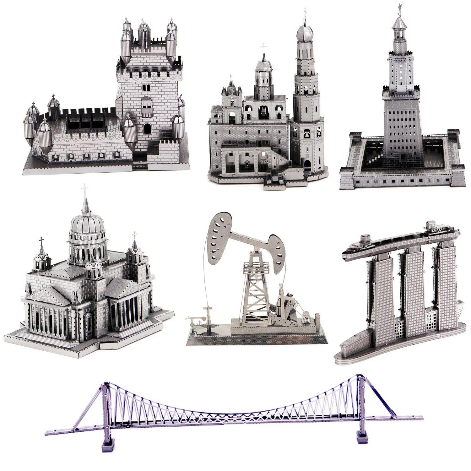 Creative 3D Metal Puzzle Set: Build and Discover Wonders of the World