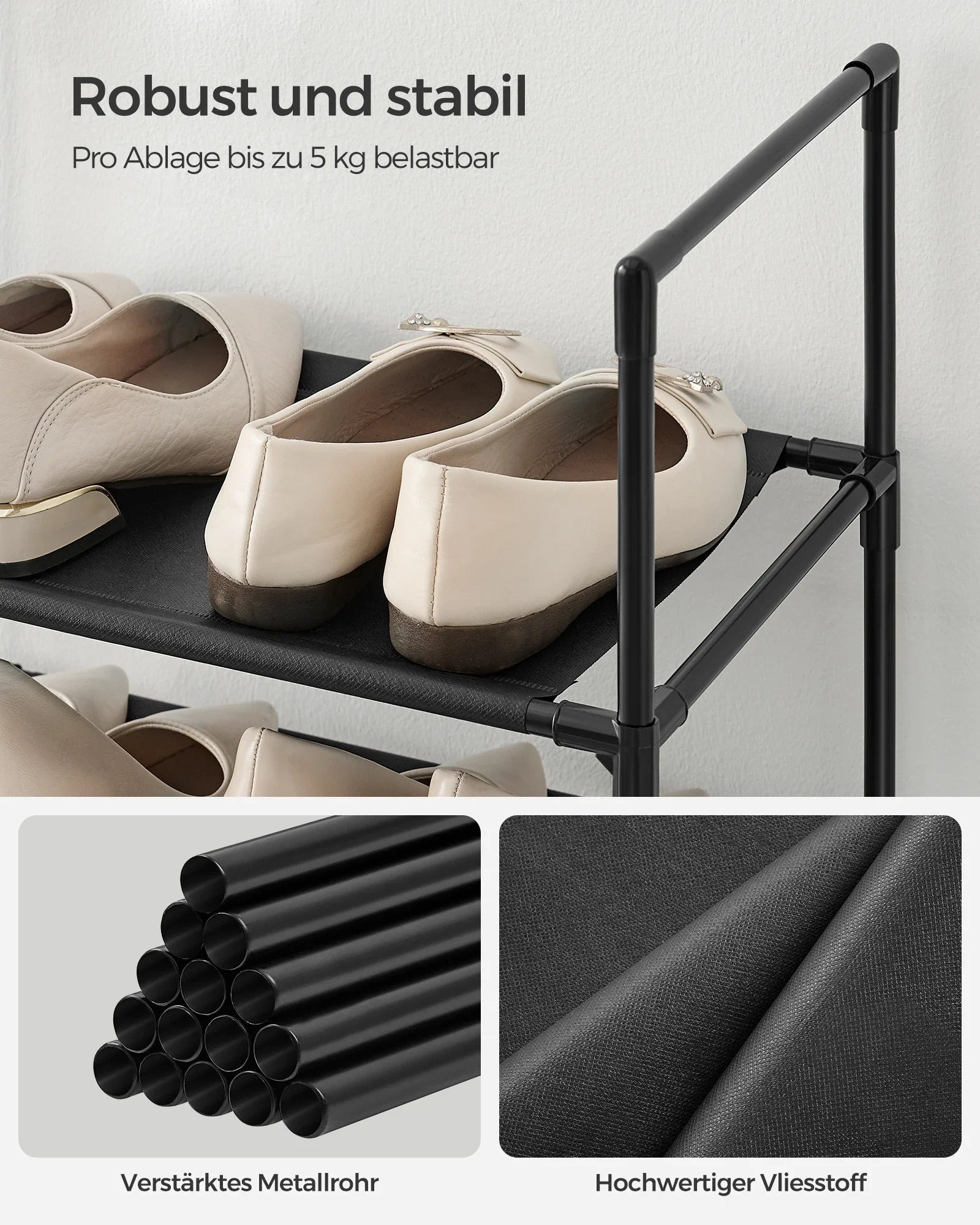 Platzsparendes Metall Schuhregal für Ordnung und Stil