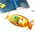 Glass snack plate in candy shape