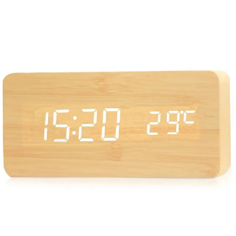 Digital Wooden Alarm Clock with Temperature Display, Alarm Function, and Modern Design – Ideal for Bedroom or Office, Energy-Efficient and Stylish