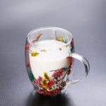 Set of 2 Double-Walled Cups with Dried Flowers