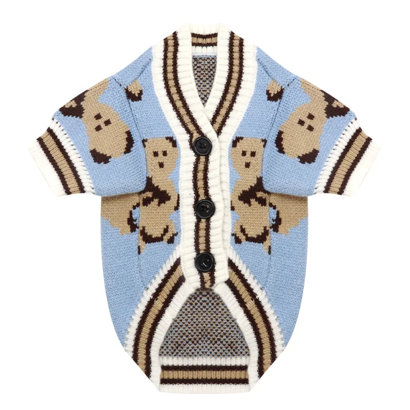 Striped Knitted Dog Sweater – Warm Cardigan
