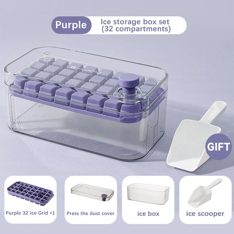 Practical silicone ice cube tray with 32 compartments