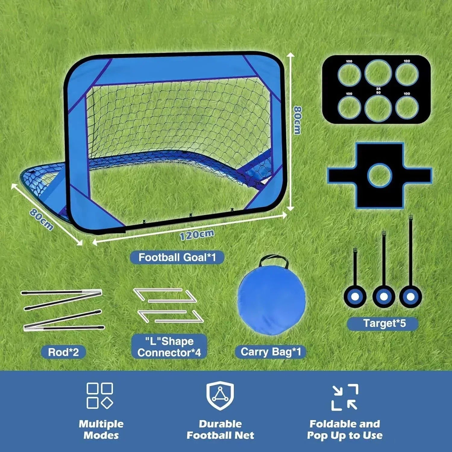 Fußballtor für Kinder – Faltbar & Tragbar | 4-in-1 Trainingssystem