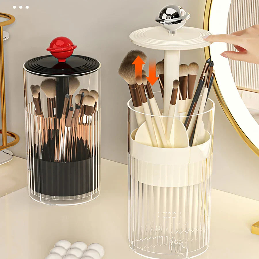 Makeup Brush Organizer with Automatic Lifting Function and Luxurious Design