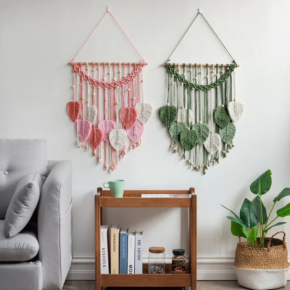 Makramee Wandbehang aus Blattdesign