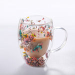 Double-walled glass beakers for dried flowers