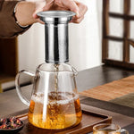 Elegante Teekanne aus hitzebeständigem Glas mit Edelstahlfilter