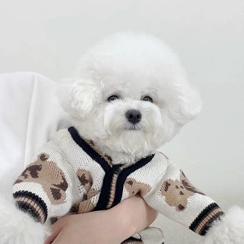 Striped Knitted Dog Sweater – Warm Cardigan