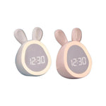 Children's Alarm Clock with LED Night Light and Playful Bunny Design