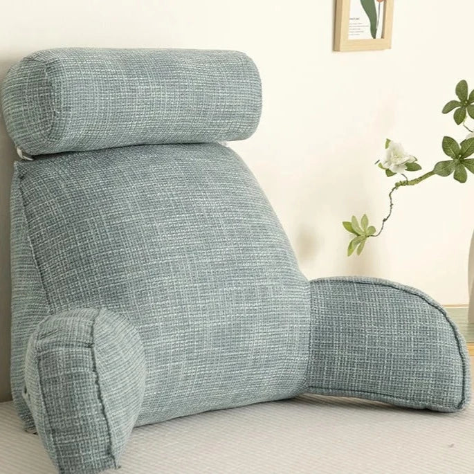 Adjustable pillow with armrests and back support