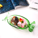 Glass snack plate in candy shape