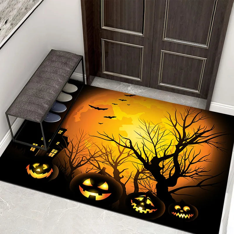 Spooky Halloween Doormat – Non-Slip Door Mat with Pumpkin and Ghost for the Entrance Area
