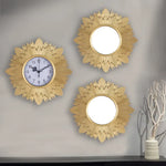 Zeitlose Wanduhr und Spiegel Set – Elegantes Design in Antikgold