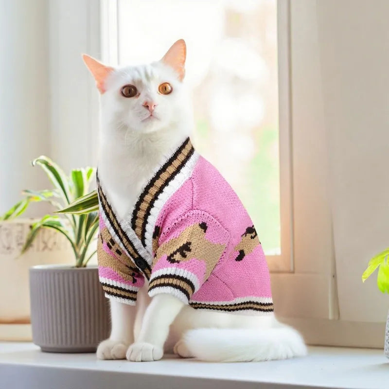 Striped Knitted Dog Sweater – Warm Cardigan