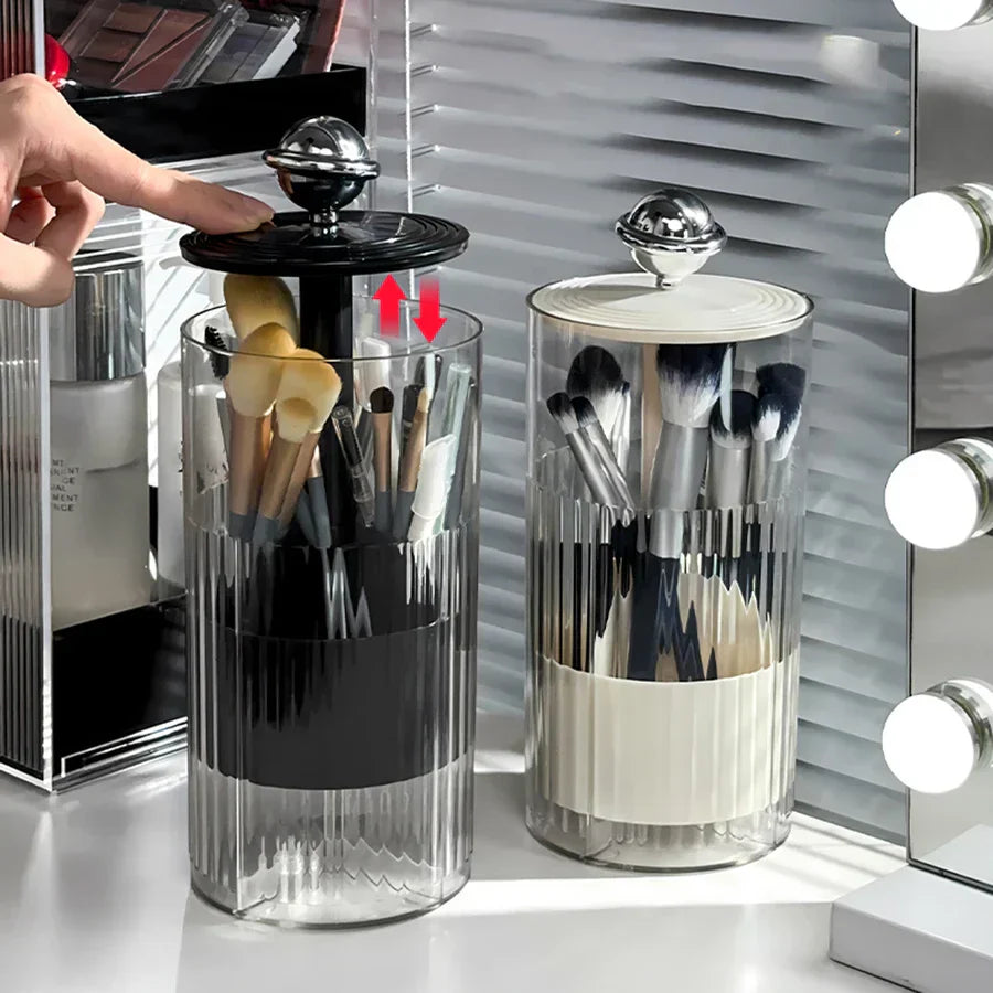 Makeup Brush Organizer with Automatic Lifting Function and Luxurious Design