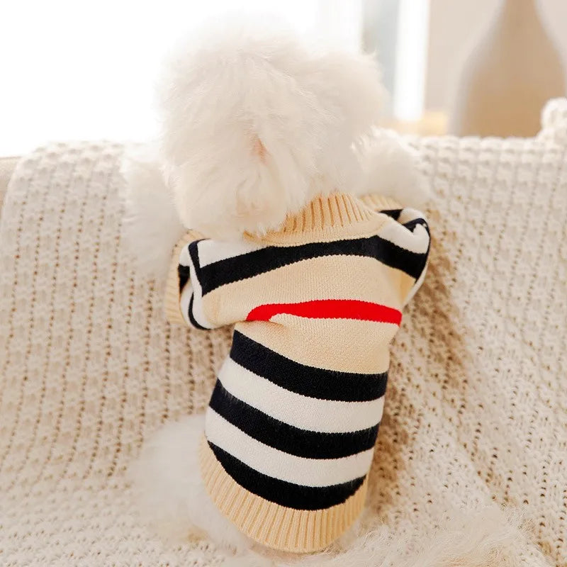 Striped Knitted Dog Sweater – Warm Cardigan
