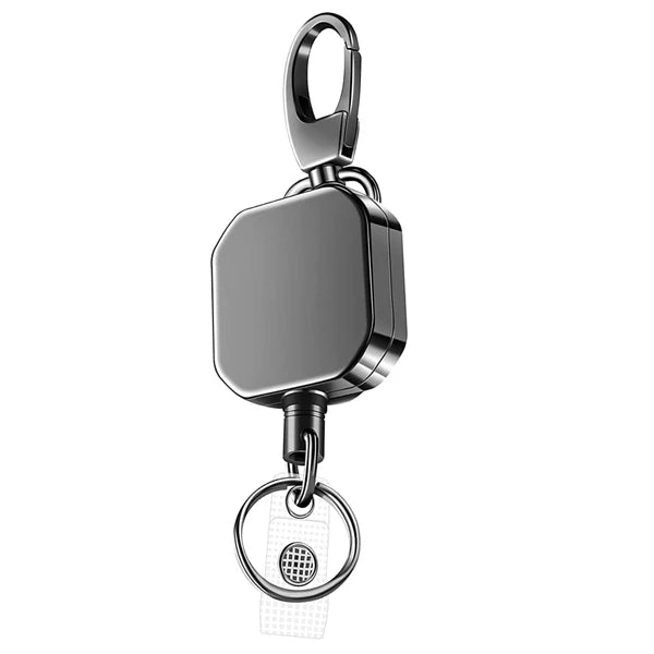 Metal Keyring with Retractable Carabiner and Steel Cable – Safety Reel 71.8 cm