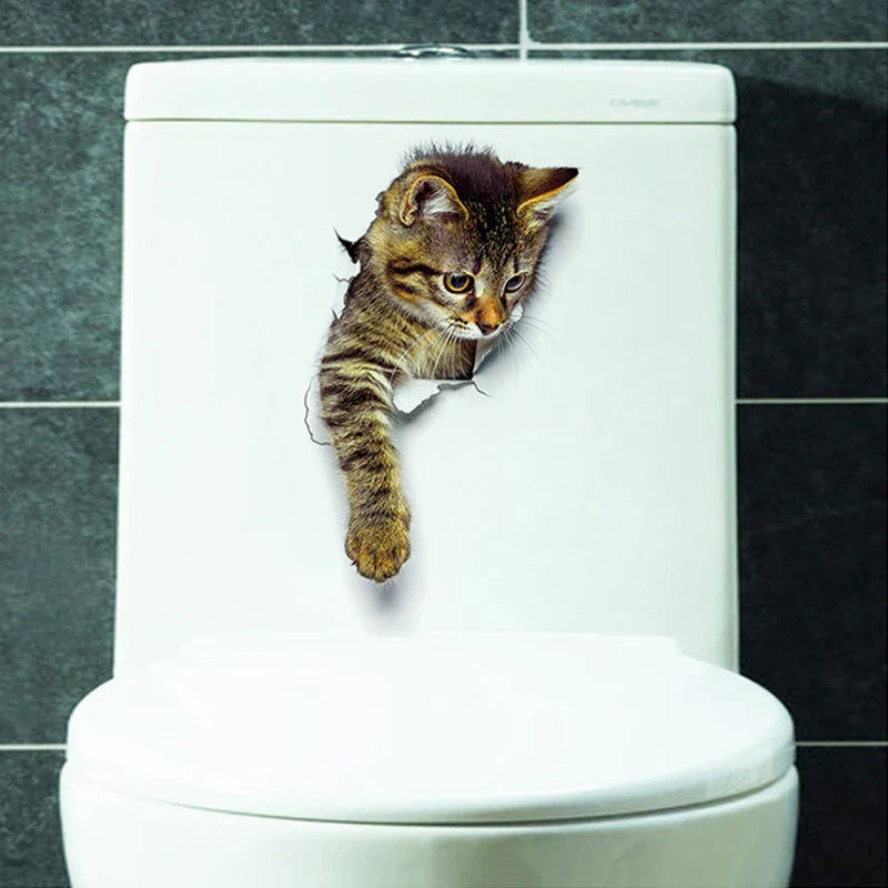 3D Cat Stickers for Toilet Lid