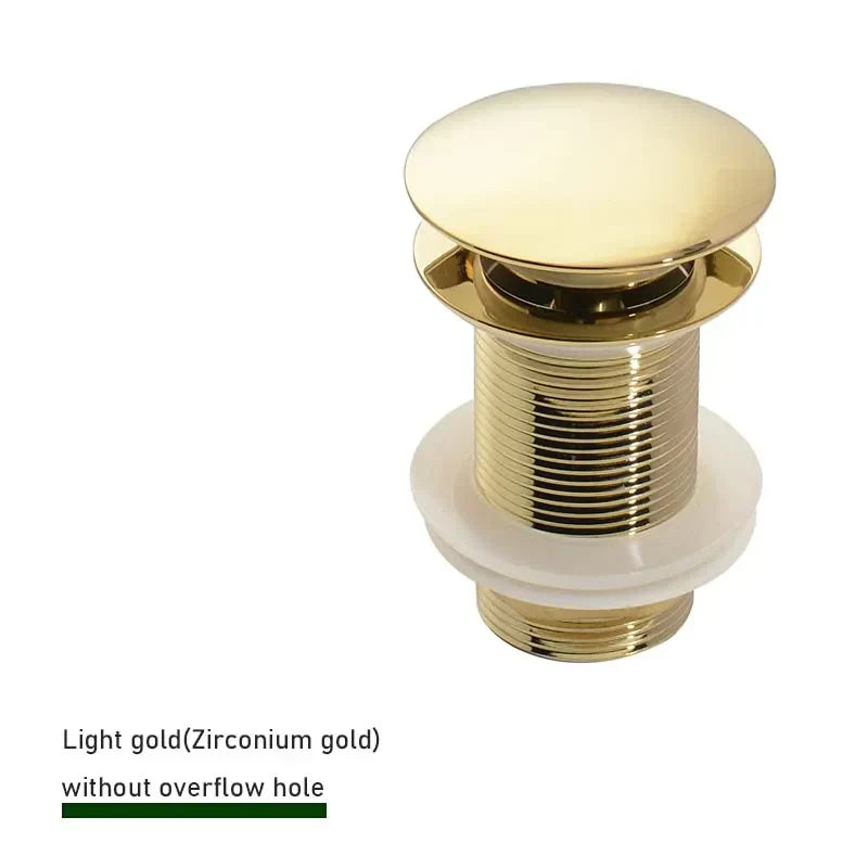 Pop-Up Drain Stopper – Brass | 11 Colors | With or Without Overflow
