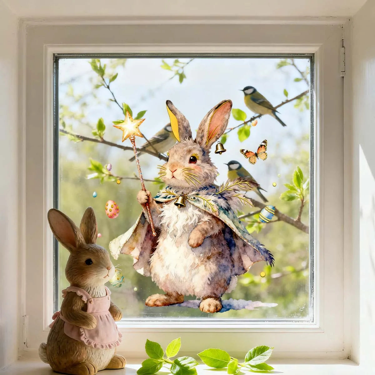 Farbenfrohe Fensterdekoration für Ostern | Fröhliche Hasen & Eier
