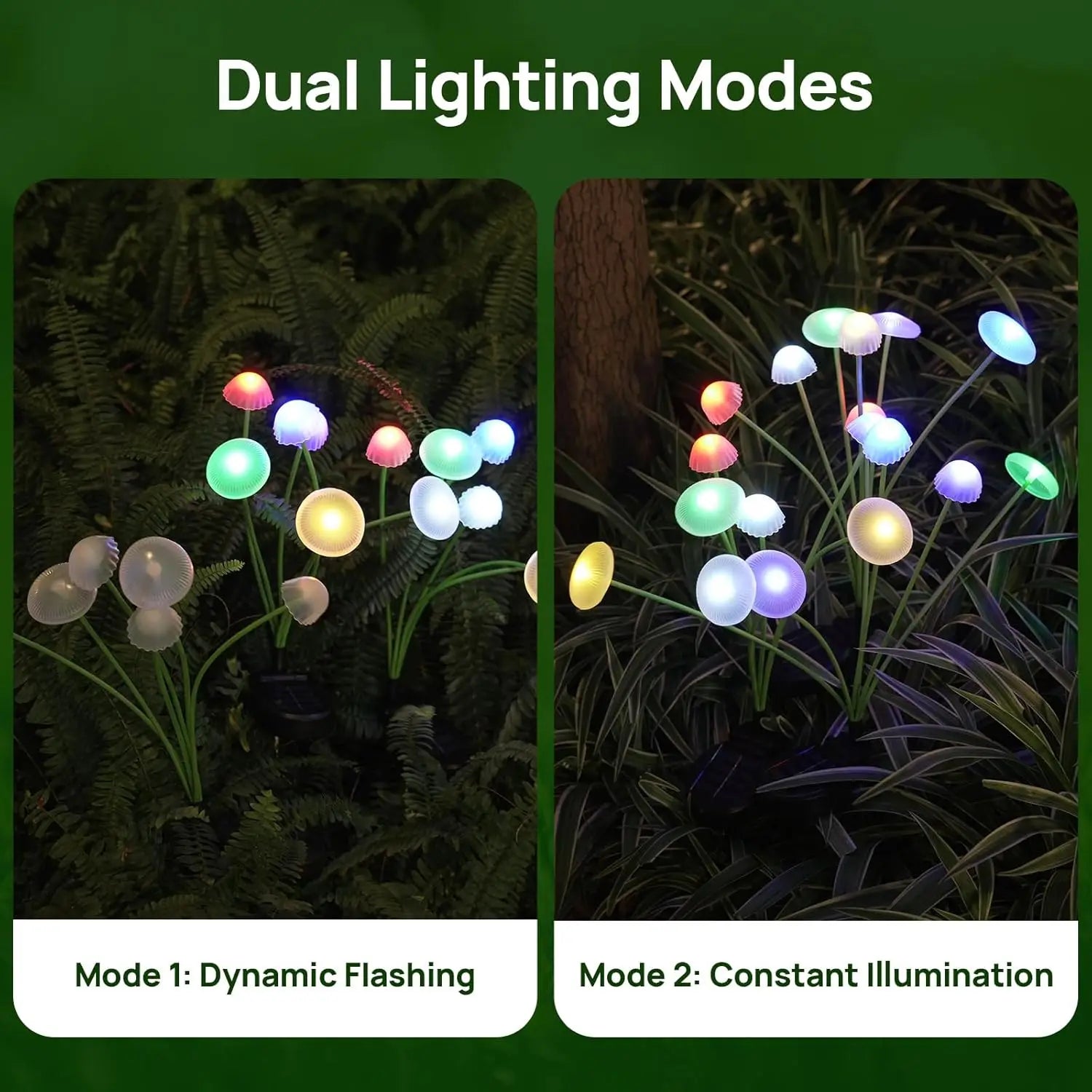 Solar Lights with 6 Adjustable Lamp Heads – Set of 2