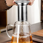 Elegante Teekanne aus hitzebeständigem Glas mit Edelstahlfilter