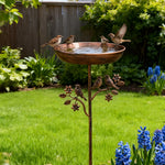 Eleganter Vogelbad mit dekorativem Metallstachel – Antik Kupfer-Design