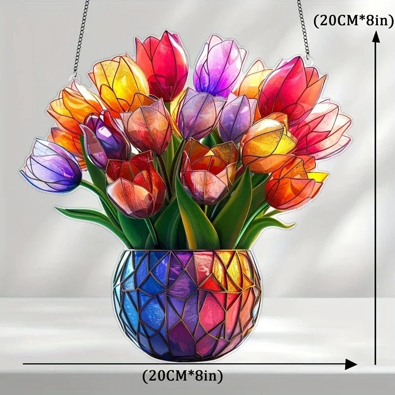 Sonnenglanz 2D Acryl-Blumentopf mit Lichtfänger für Fenster