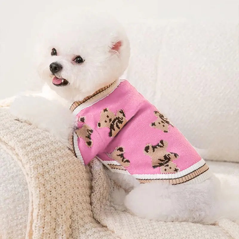 Striped Knitted Dog Sweater – Warm Cardigan