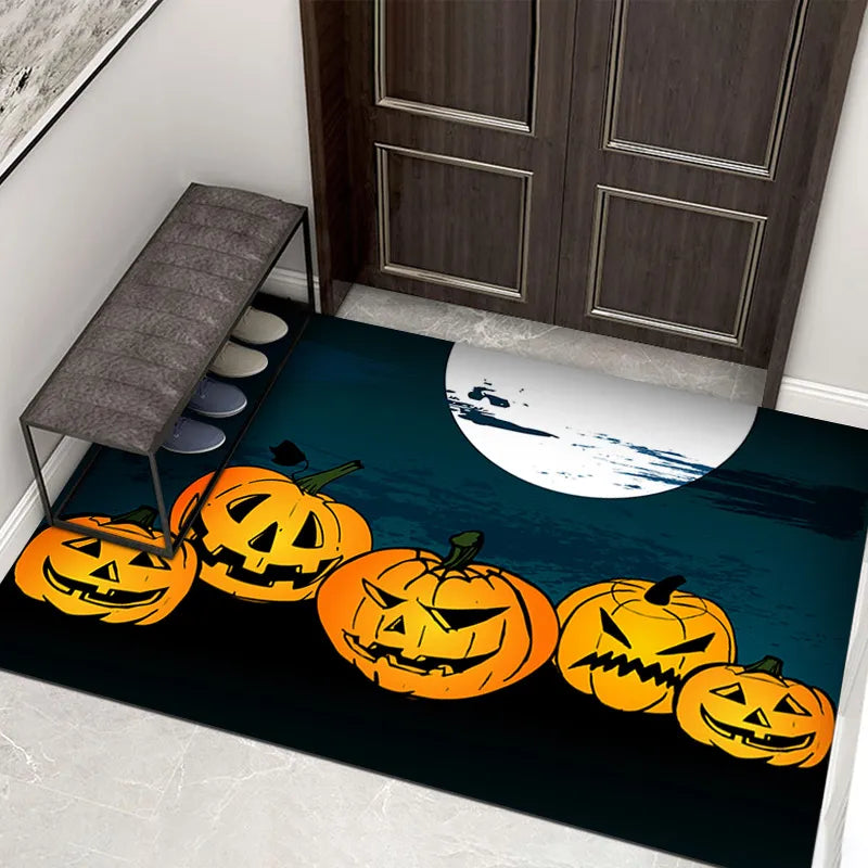 Spooky Halloween Doormat – Non-Slip Door Mat with Pumpkin and Ghost for the Entrance Area