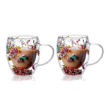 Set of 2 Double-Walled Cups with Dried Flowers