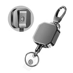 Metal Keyring with Retractable Carabiner and Steel Cable – Safety Reel 71.8 cm