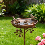 Eleganter Vogelbad mit dekorativem Metallstachel – Antik Kupfer-Design