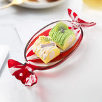 Glass snack plate in candy shape