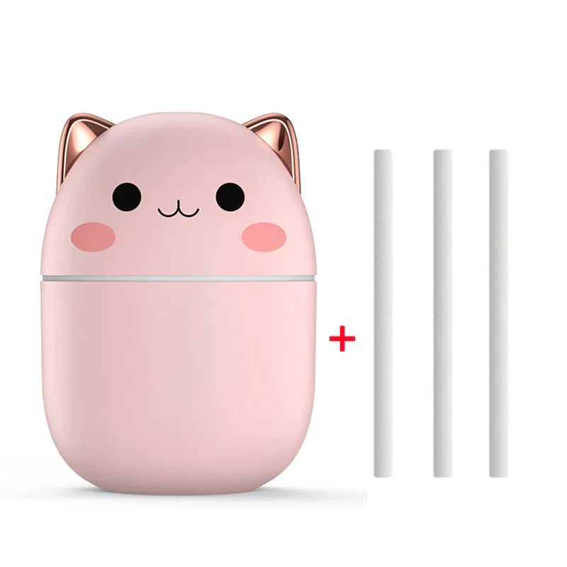 Cat-shaped Mini Humidifier with Color-Changing Night Light