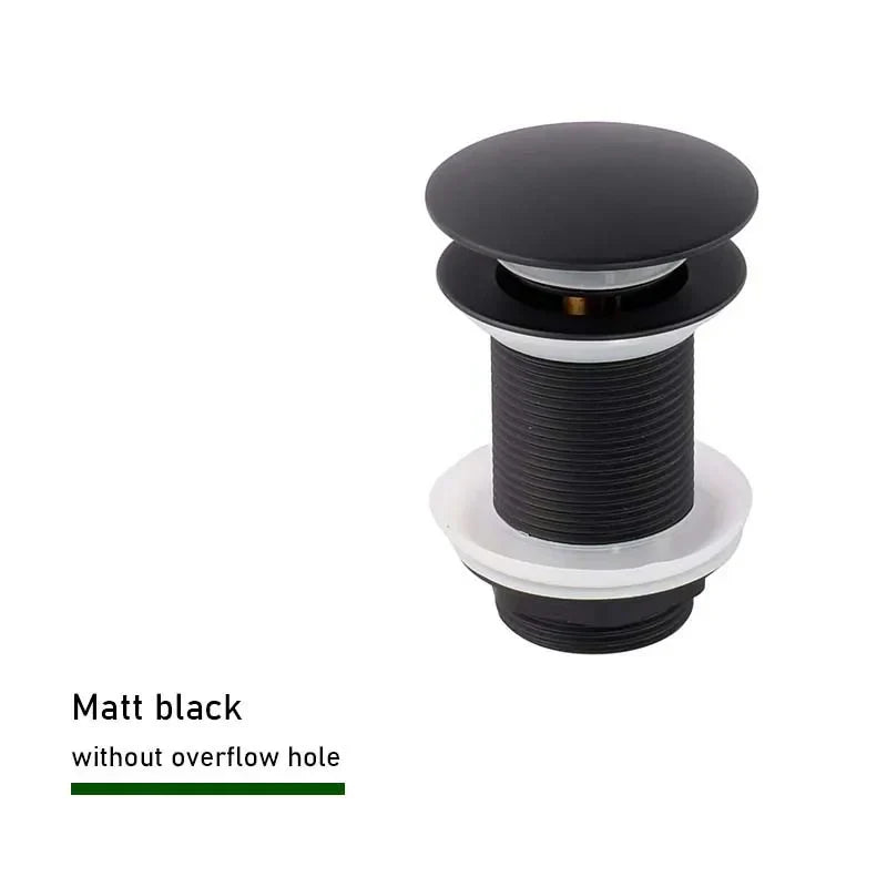 Pop-Up Drain Stopper – Brass | 11 Colors | With or Without Overflow