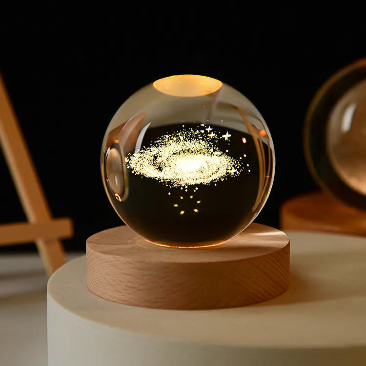 Sternenlicht Universumslampe | 3D-Effekt | Beruhigendes Licht | Kristall & Holz