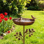 Eleganter Vogelbad mit dekorativem Metallstachel – Antik Kupfer-Design