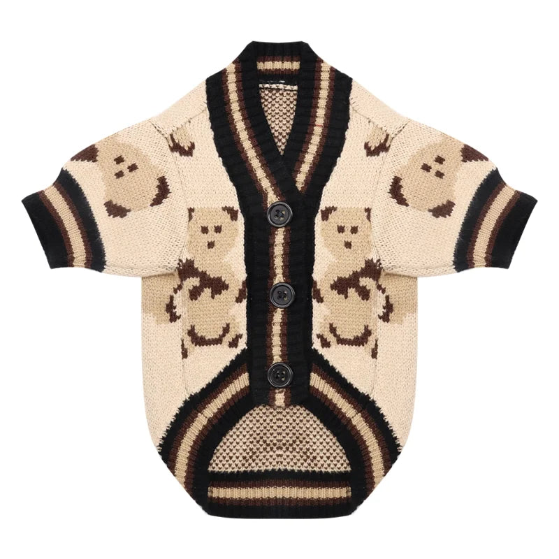 Striped Knitted Dog Sweater – Warm Cardigan