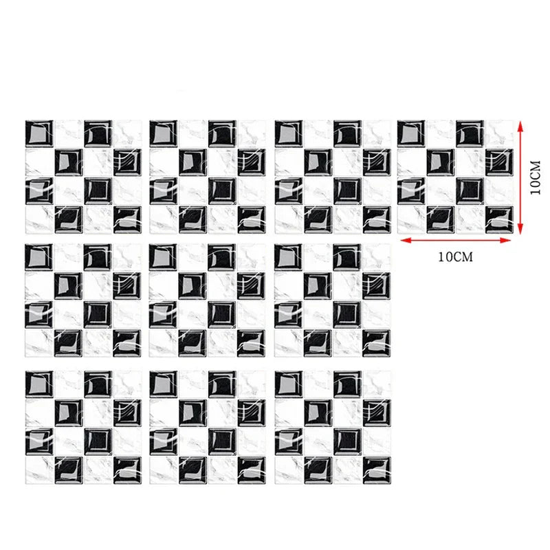 VivaMosaik 3D Wall Tile Stickers – 10 Pieces for Stylish Spaces