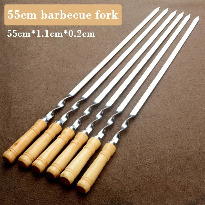 Ultimate Grillspieße | Lange Edelstahlspieße mit Holzgriff | 6er Set