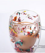 Double-walled glass beakers for dried flowers