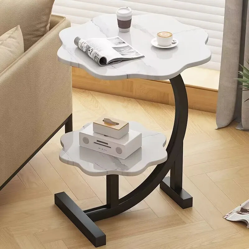 Eleganter, Platzsparender Mini Beistelltisch mit zwei Ebenen