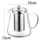 Elegante Teekanne aus hitzebeständigem Glas mit Edelstahlfilter