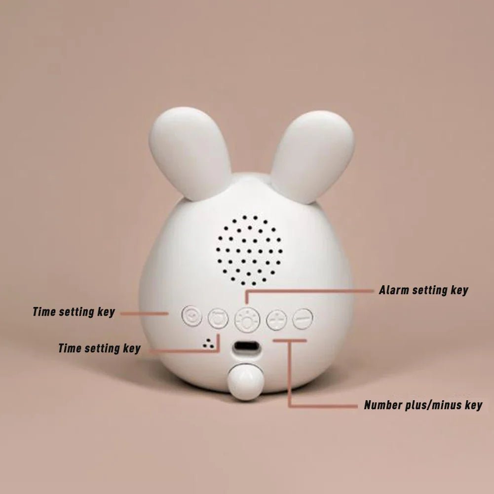 Children's Alarm Clock with LED Night Light and Playful Bunny Design
