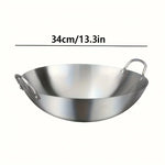 Großer Wok aus Edelstahl mit Doppelgriffen