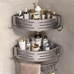 2-Piece Corner Shelf Set - Tool-Free Wall Mounting with Hooks